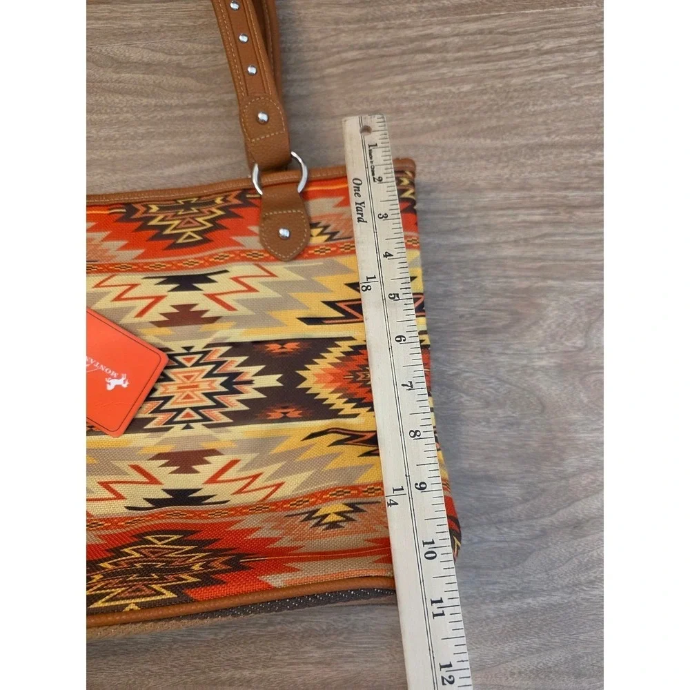 Montana West Aztec Tote Large Multicolor Southwestern Striped Studded Canvas New